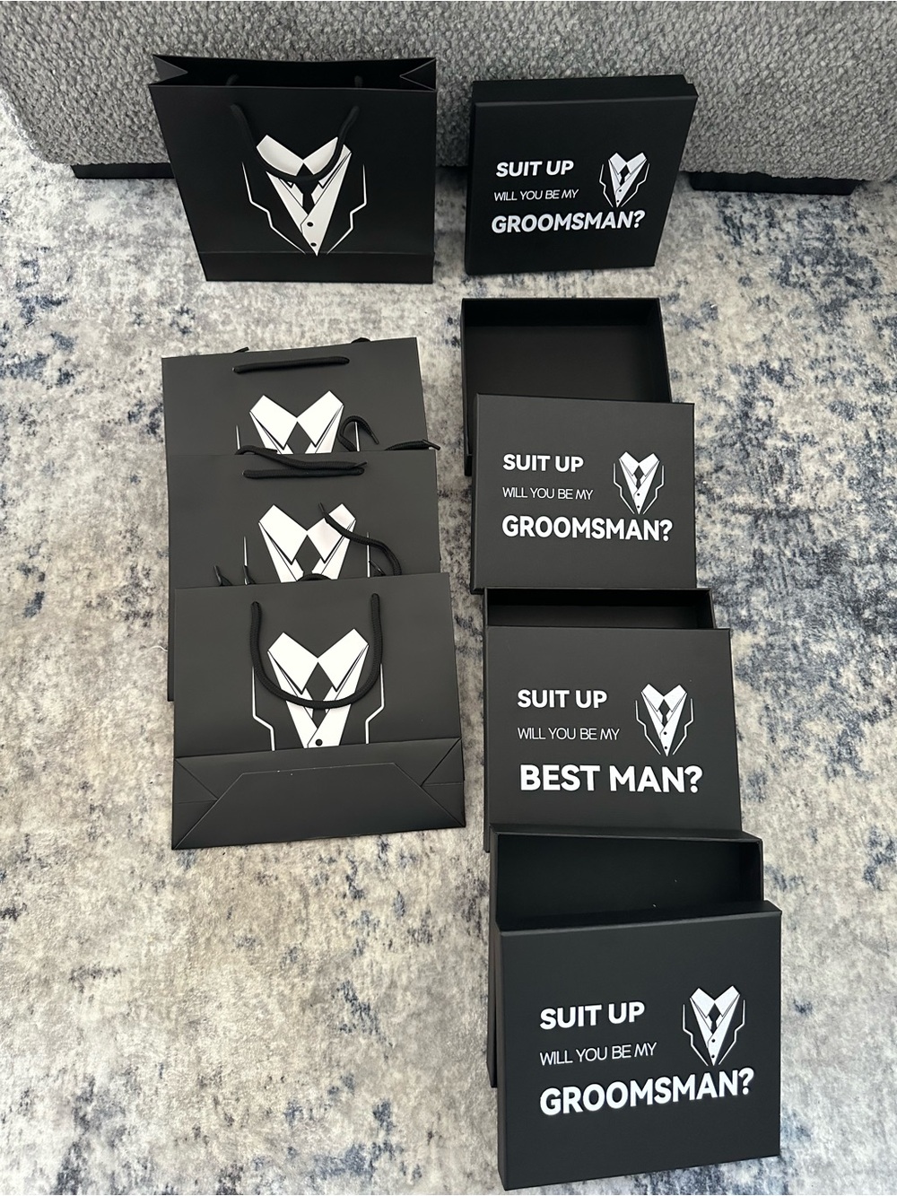 Amazon Black 'Suit Up' Groomsmen & Best Man Gift Boxes and Bags